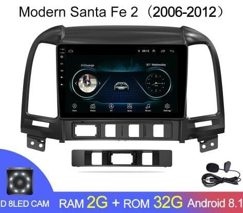 Магнитола Android 1G-16G Hyundai Santa Fe 2 2006- Магнитола Android 1G-16G Hyundai Santa Fe 2 2006-